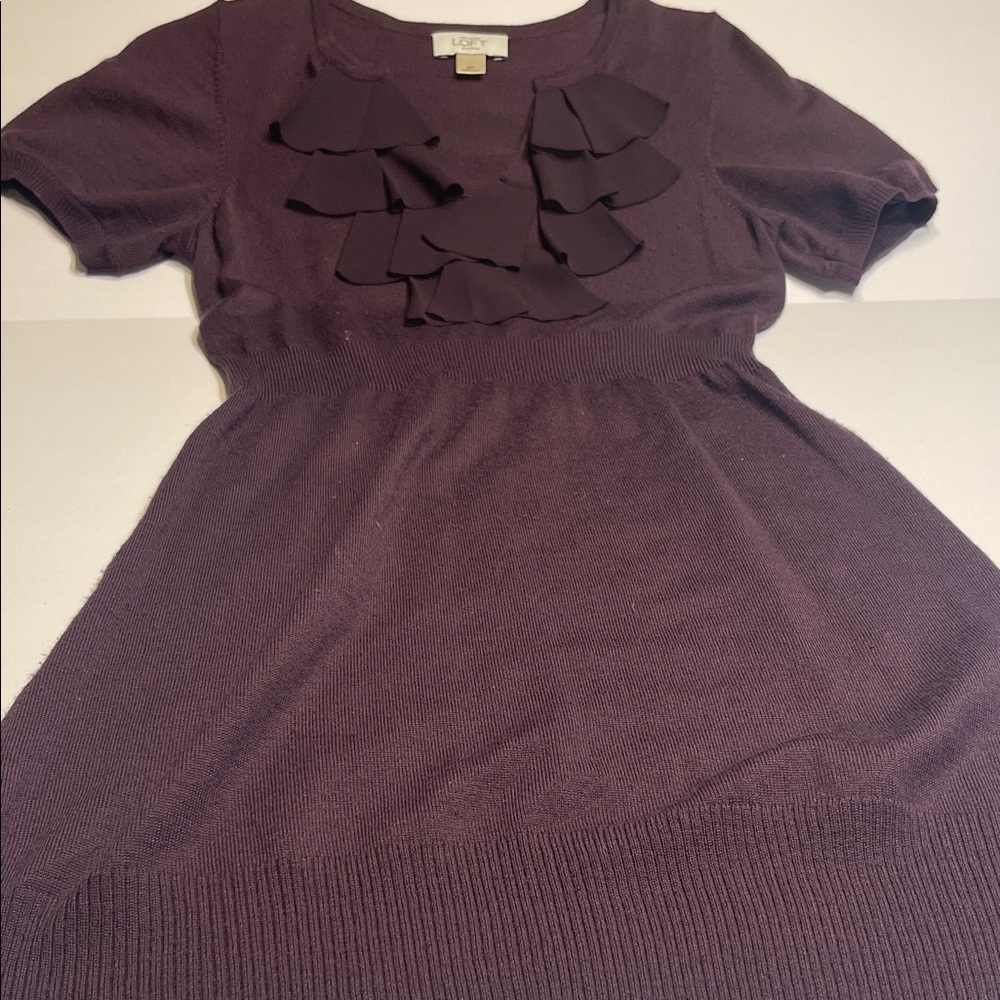 Purple Midi‎ Dress with Ruffle Detail